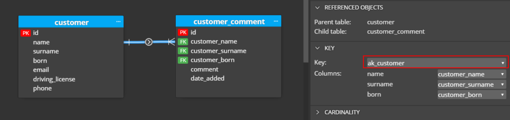 Alternate key used for relationships in Moon Modeler