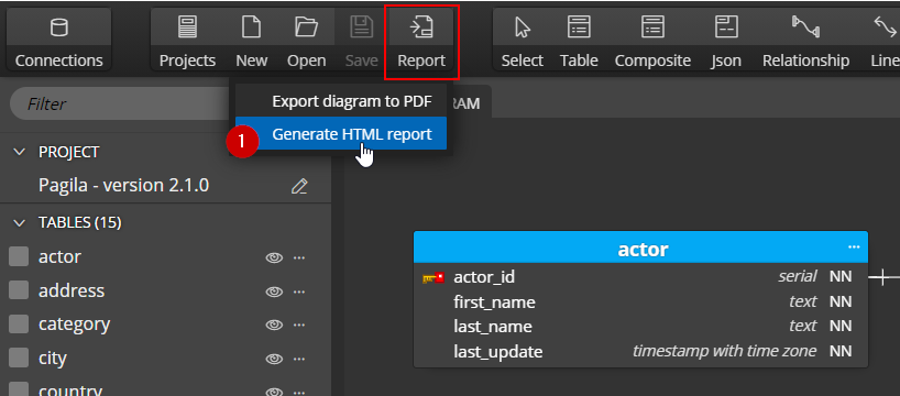 Data model report generation