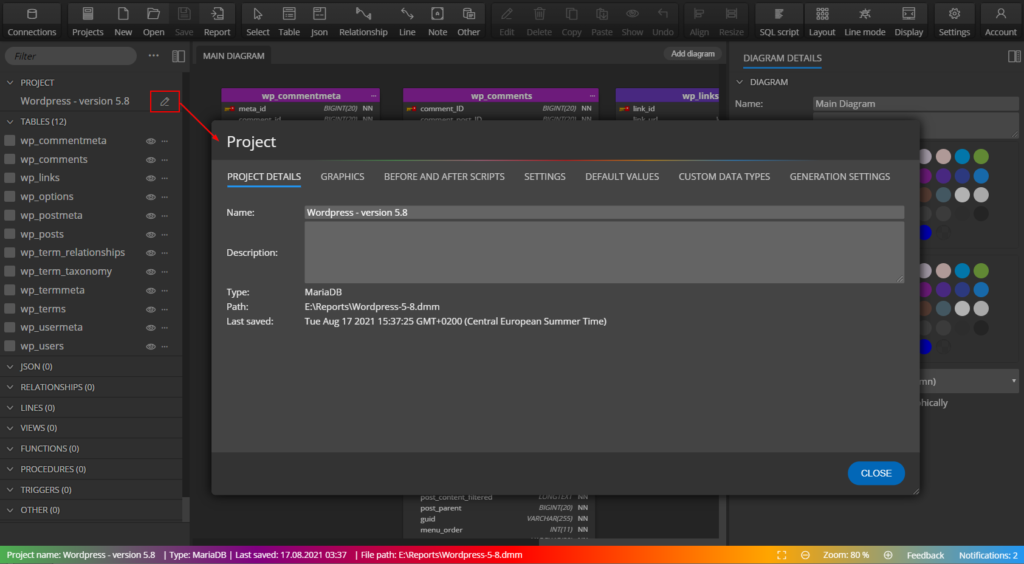Project properties