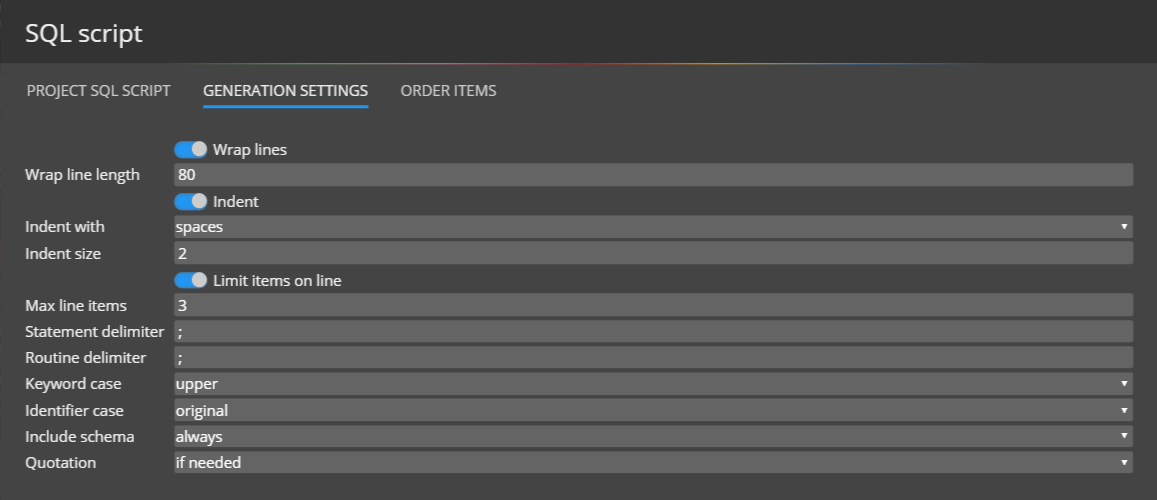 Sql database creator