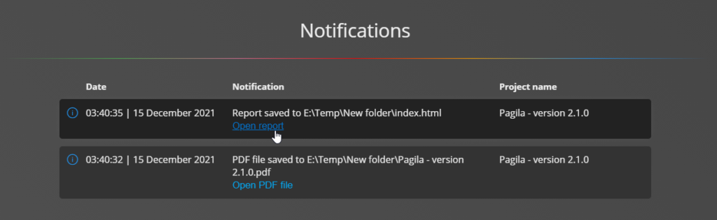 notifications with links
