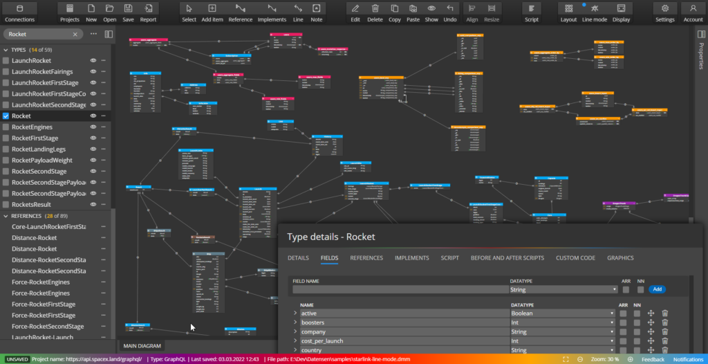 Imported StarLink GraphQL schema