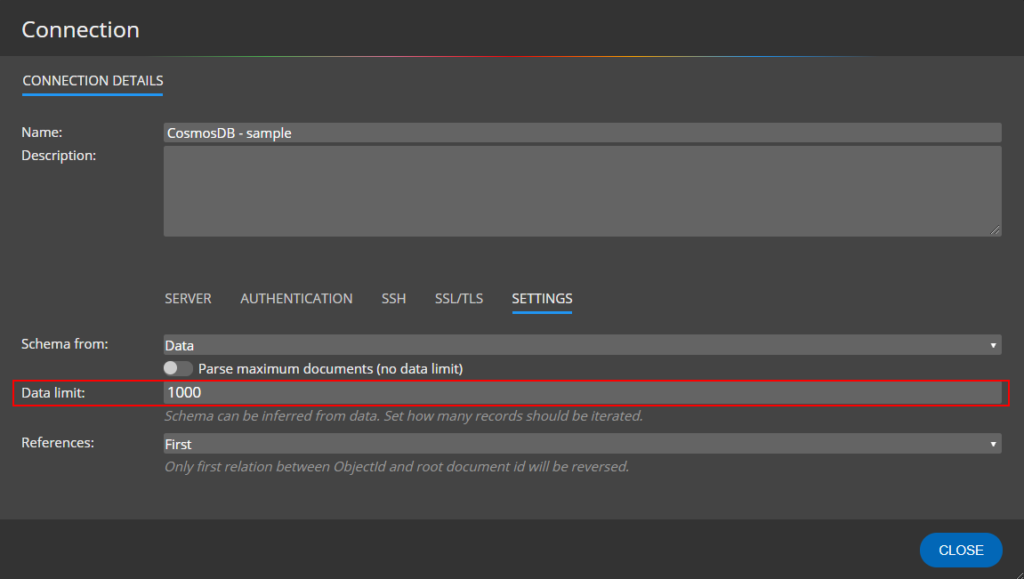 Cosmos DB connection properties