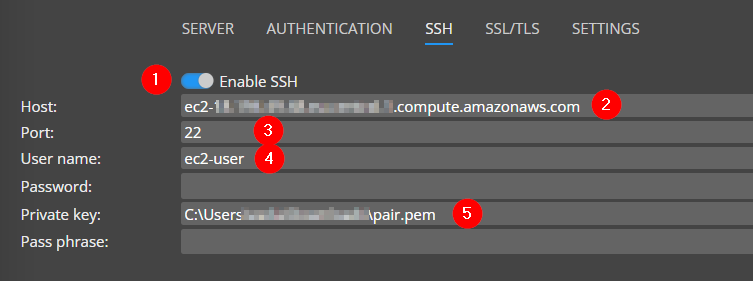 SSH settings for AWS DocuementDB