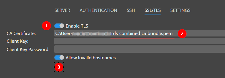 TLS settings