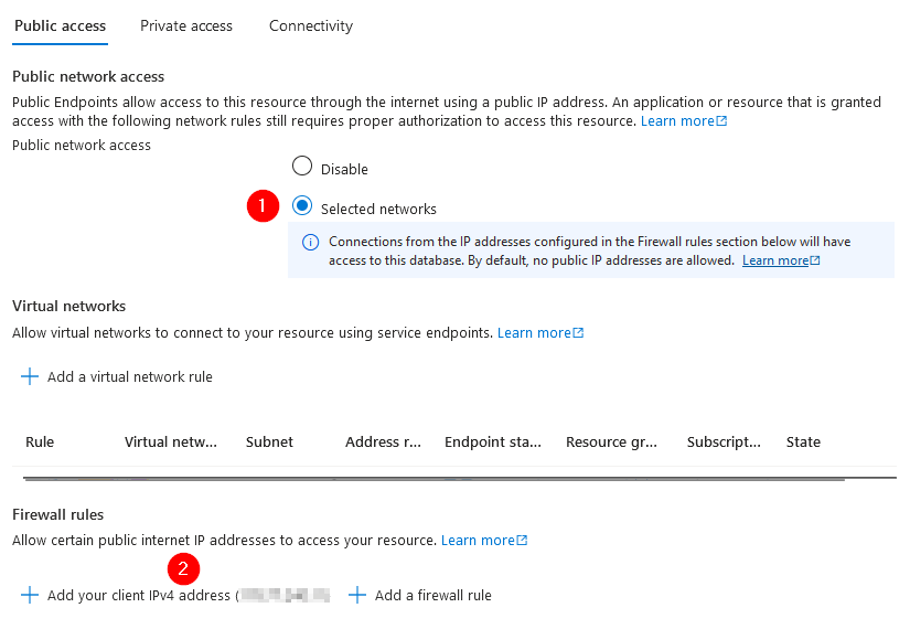 Public access settings in Azure