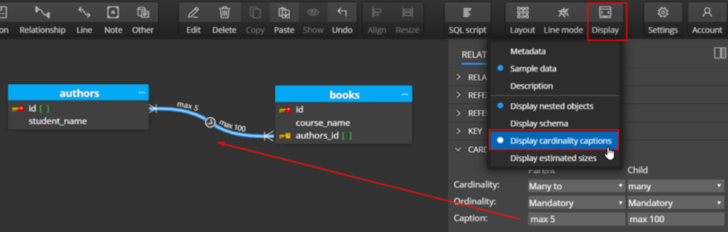 Cardinality captions