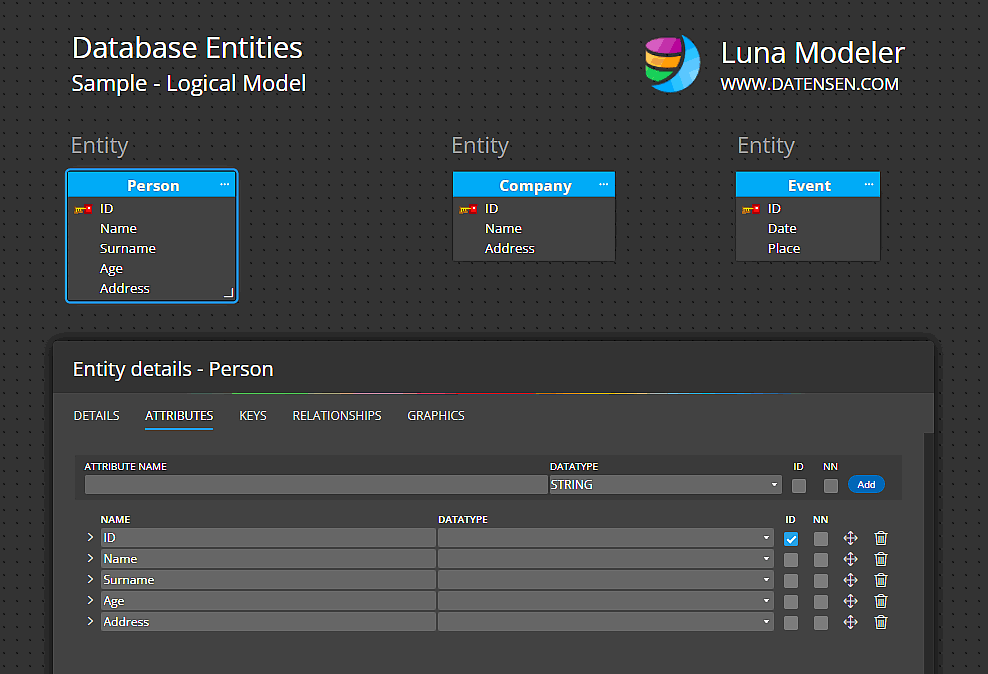 Database Entity with Attributes