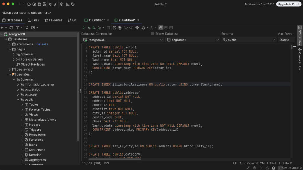 DBVisualizer - a free version of a popular database management tool that is ideal for running SQL scripts for PostgreSQL
