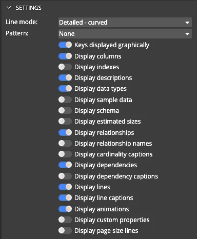 Diagram settings in Luna Modeler.