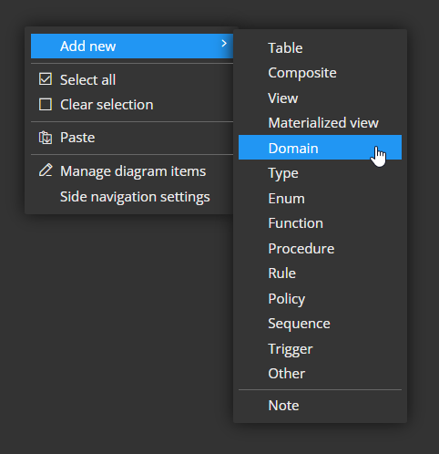 domain - context menu