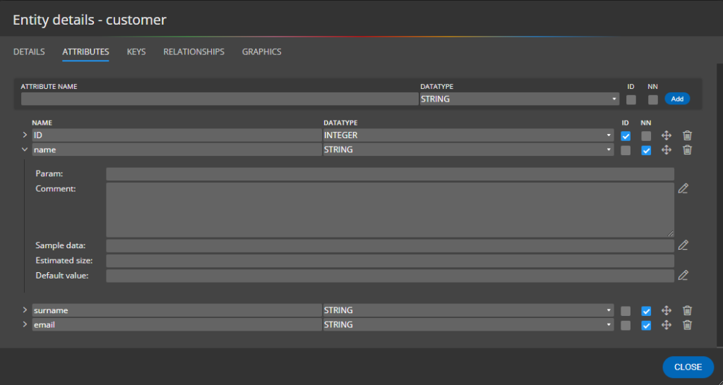 entity attributes in ERD