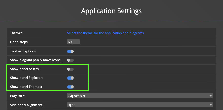 Application settings in Galaxy Modeler for GraphQL