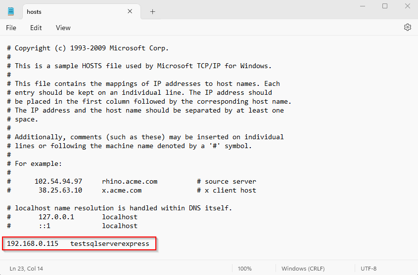 Hosts file on Windows 11