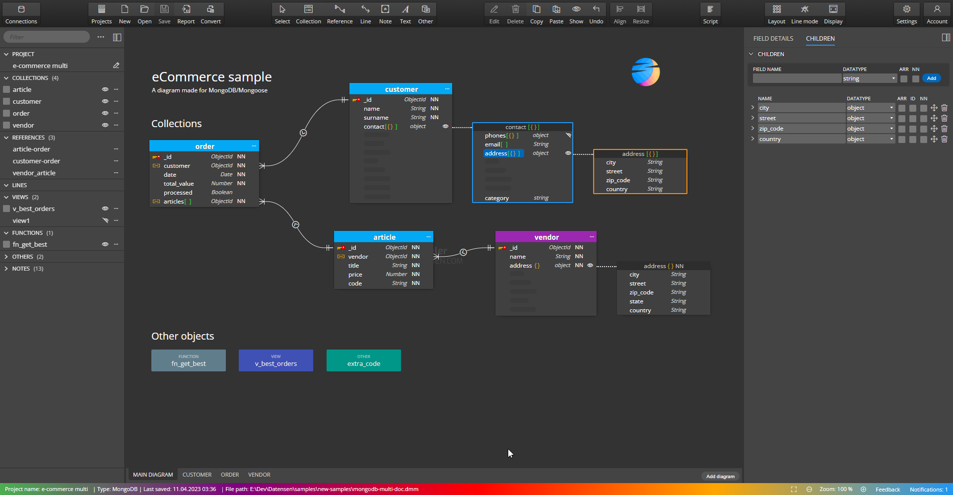MongoDB ER diagram