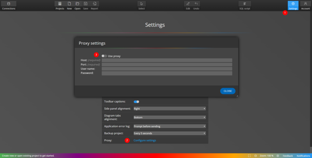 proxy settings in Moon Modeler