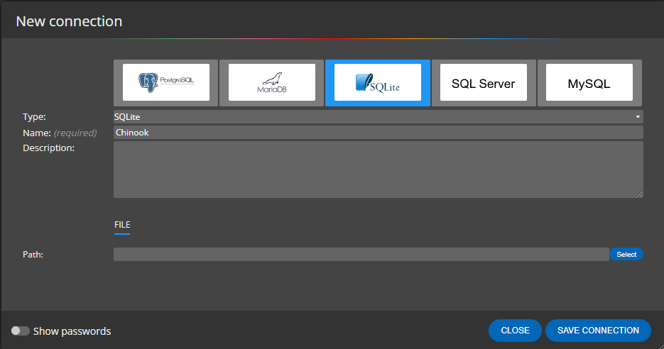 Database connections in Luna Modeler - database design tool for relational databases