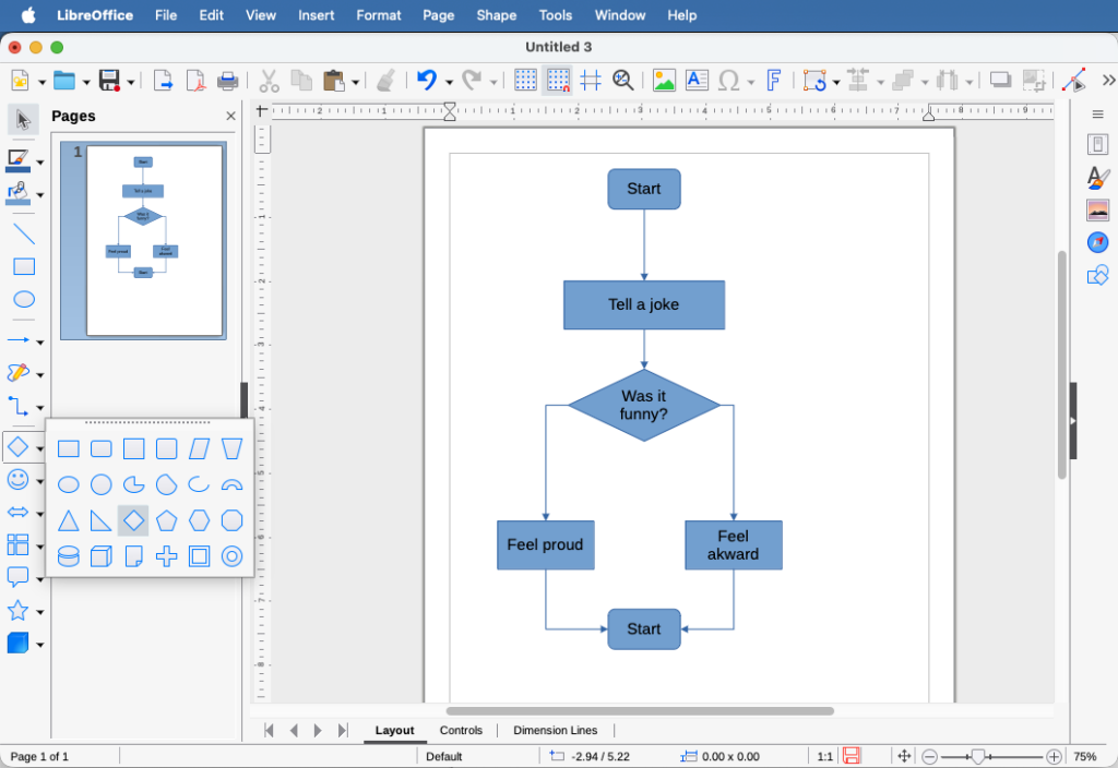 Libre office Draw - free tool for drawing flowchart diagrams