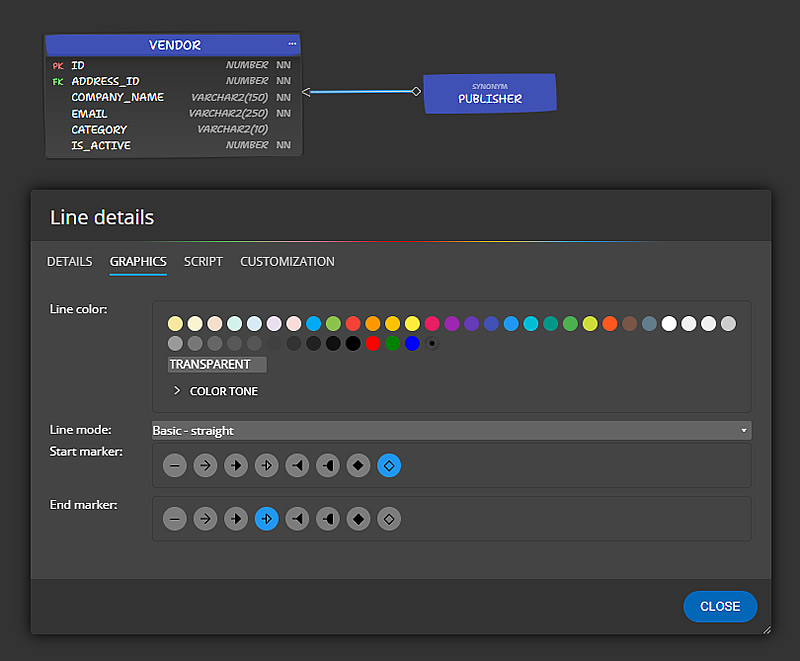 New line options in Luna Modeler.