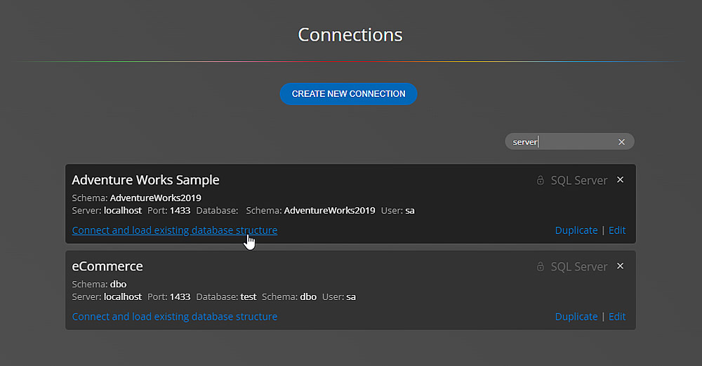 Loading SQL Server database structure | Luna Modeler data modeling tool