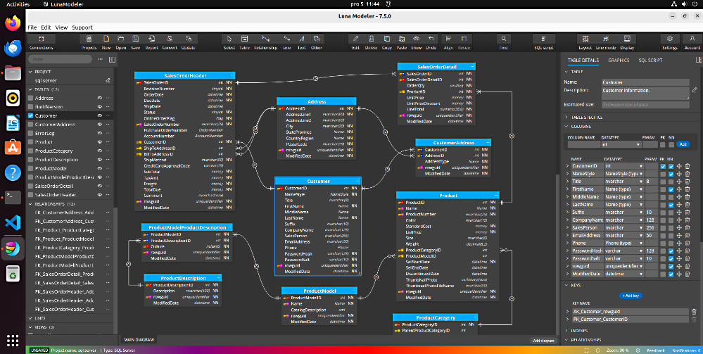 ERD created with Luna Modeler - database design tool.