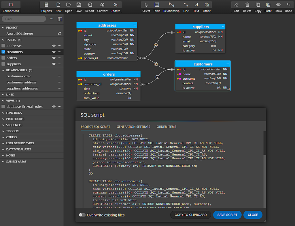 ERD from Azure SQL Server database