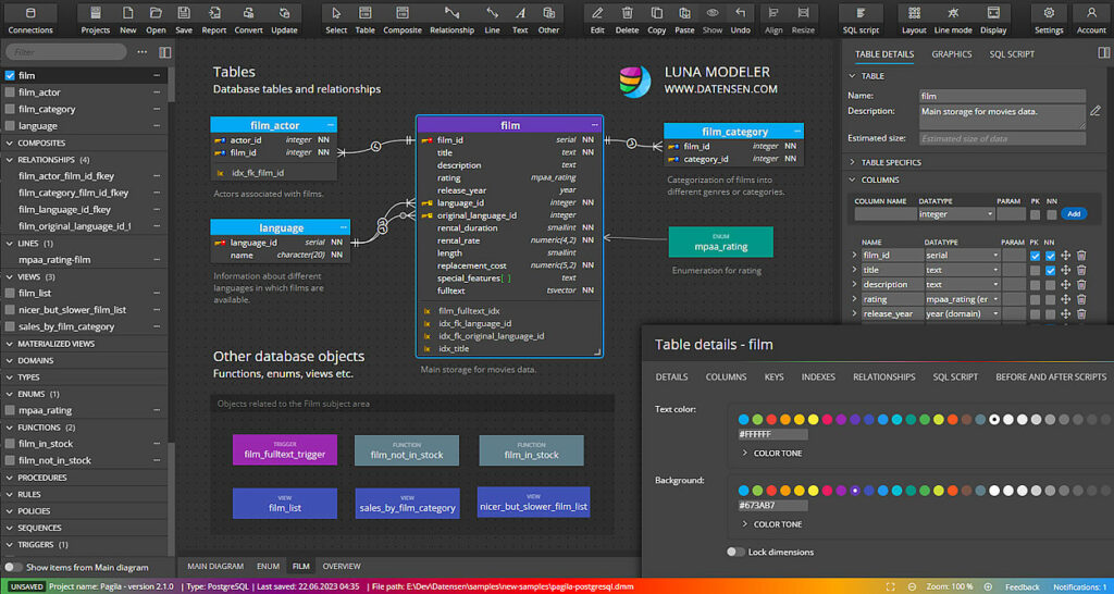 Luna Modeler - data modeling tool for relational databases