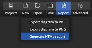 Moon Modeler toolbar and report generation for nosql database schema