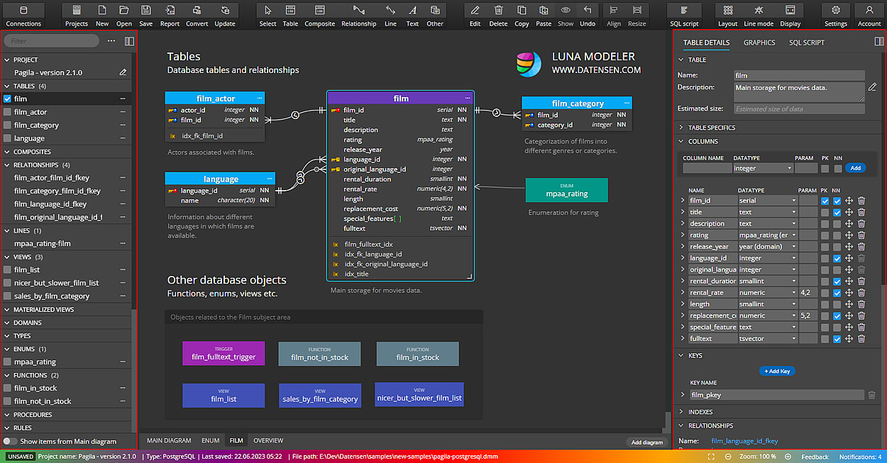 Luna Modeler user interface