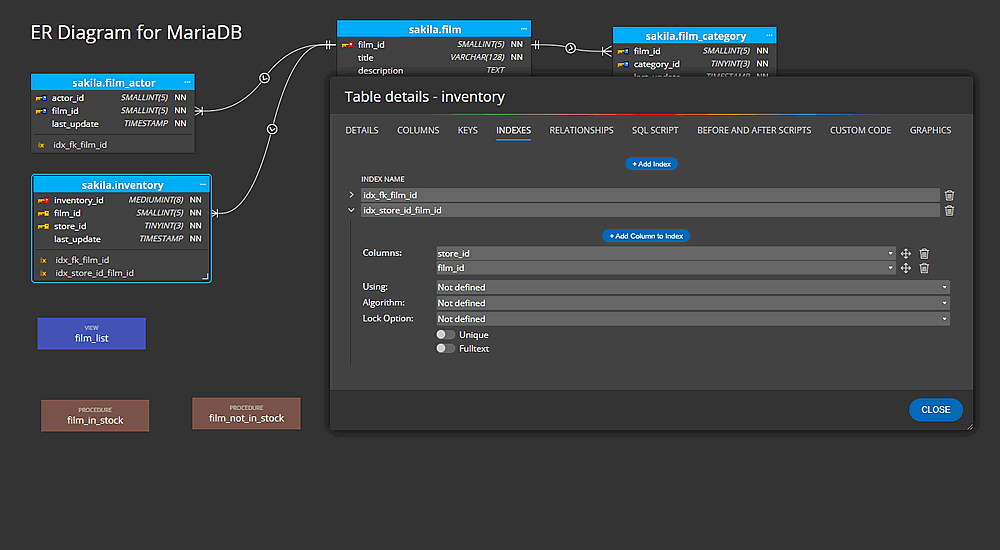 mysql table indexes