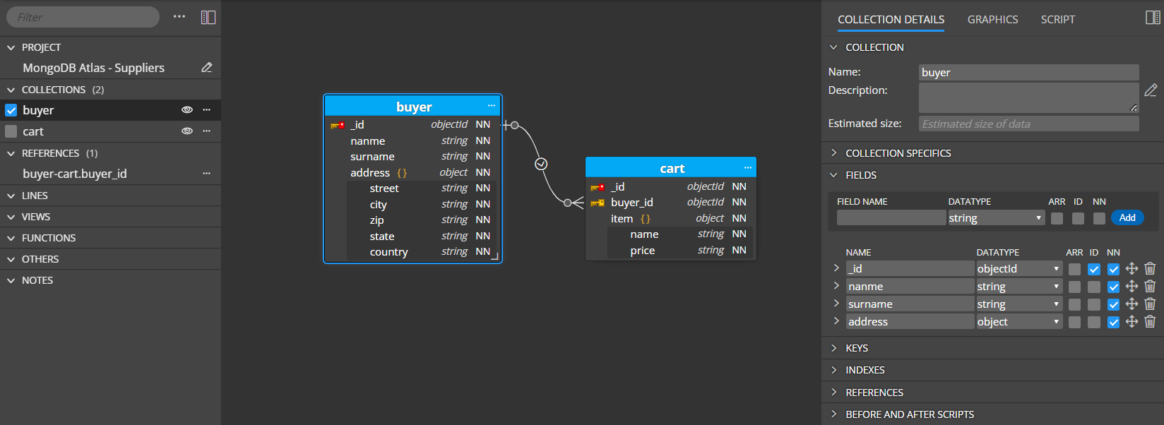 Visualization of existing MongoDB databases | Moon Modeler