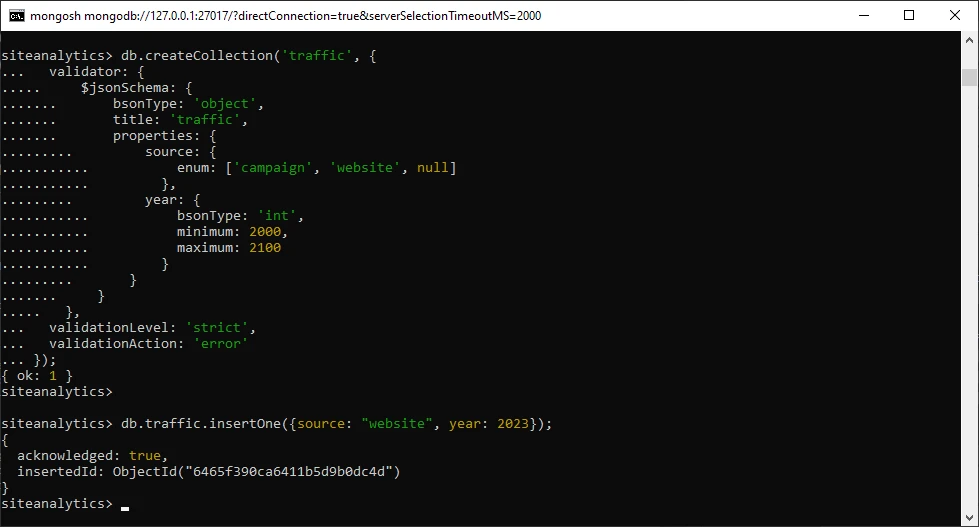 MongoDB validation - success