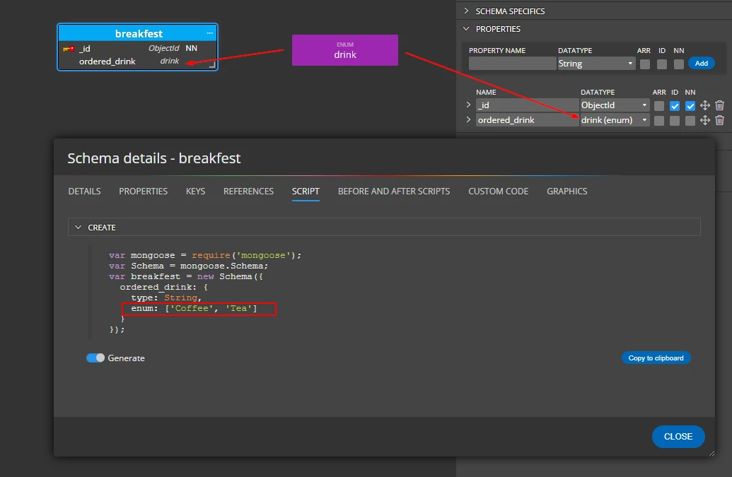 Mongoose Enum in Moon Modeler