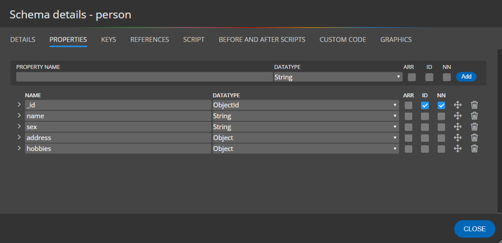 mongoose schema - modal form