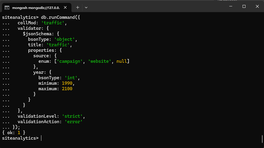 MongoDB Shell and execution of schema validation script defined in Moon Modeler