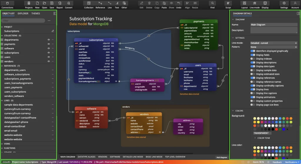 Moon Modeler UI - panels