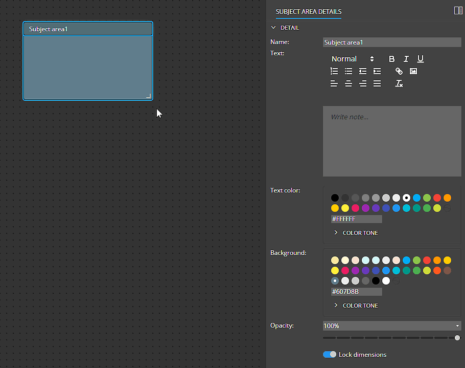 Newly created subject area