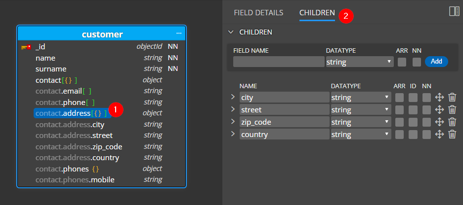 Edit children items