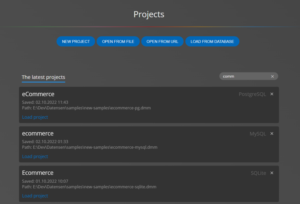 list of projects