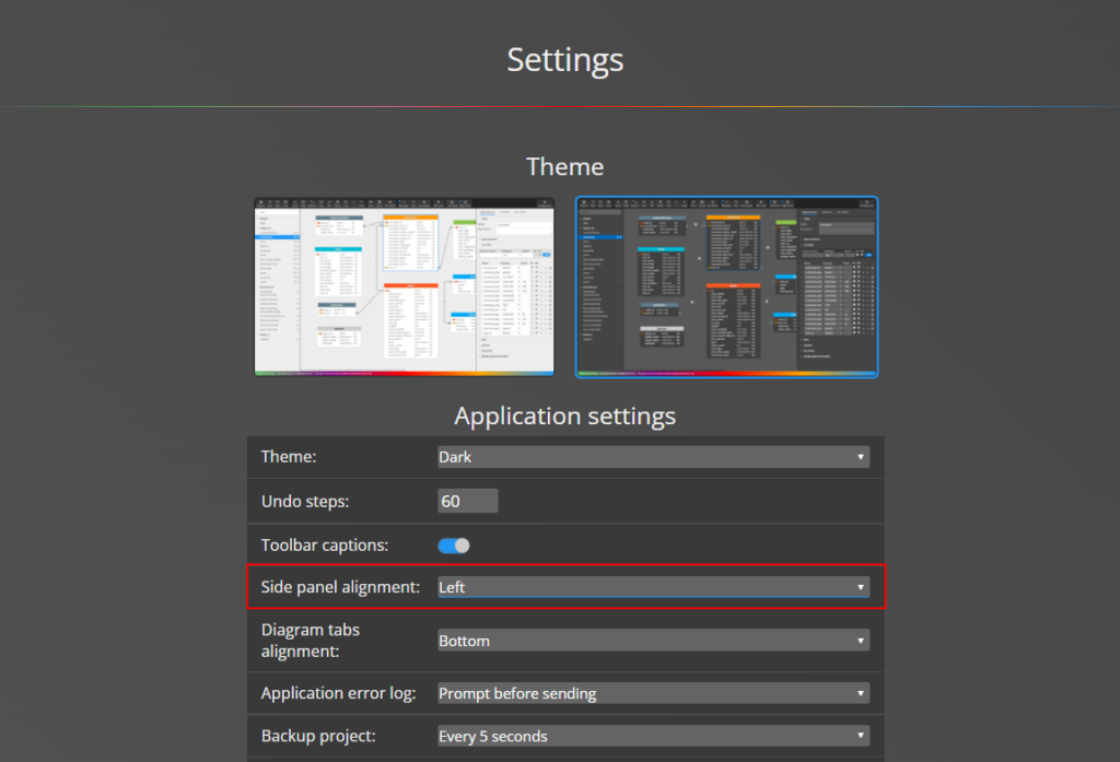 layout settings