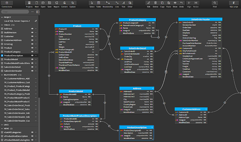 How to visualize SQL Server Express Database