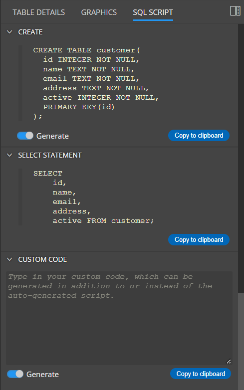 sqlite script - preview