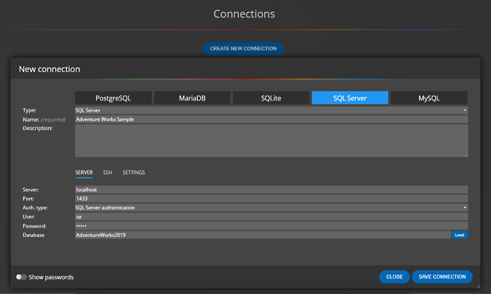 SQL server - connection properties