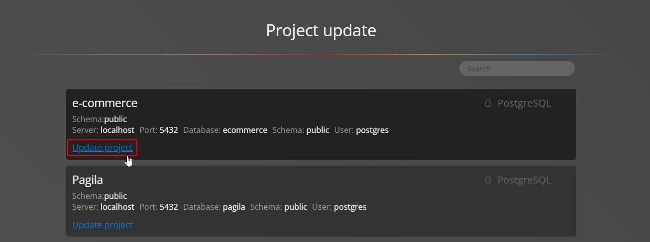 Project update in Luna Modeler
