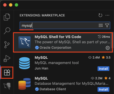 VS Code and search for MySQL extension.