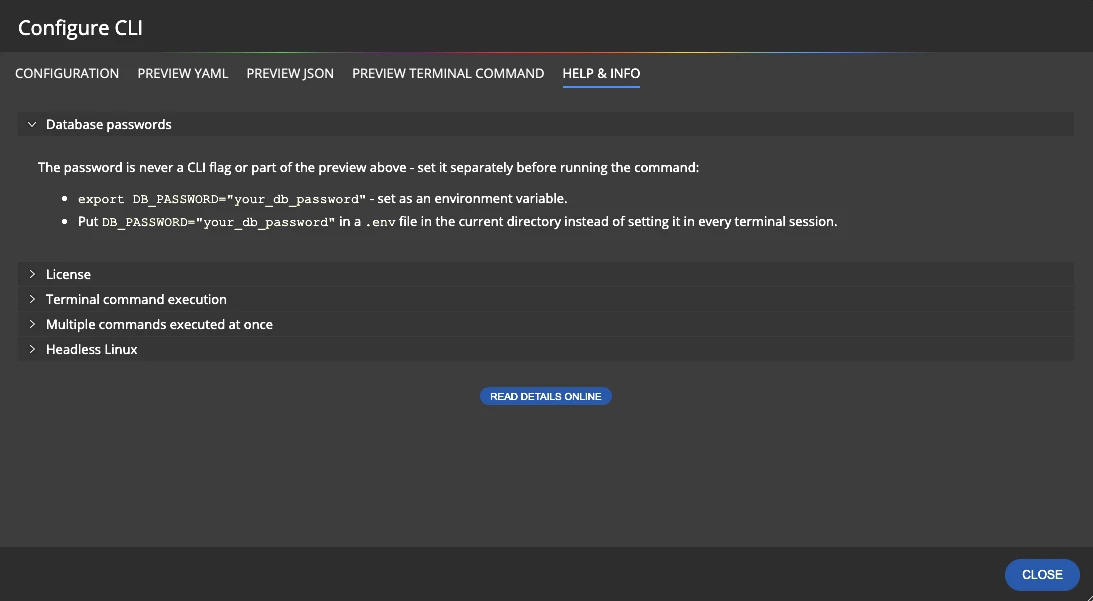 The Luna Modeler CLI help