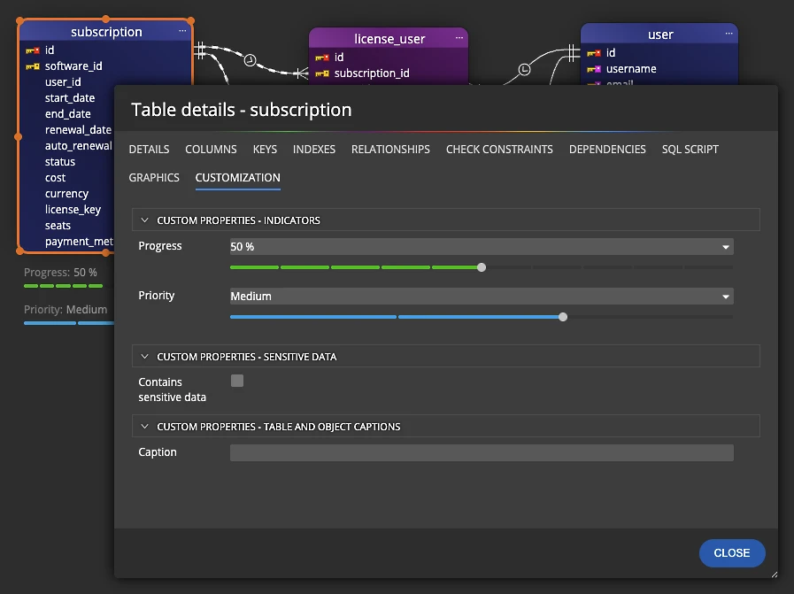 Selecting a custom template to generate a script in Luna Modeler