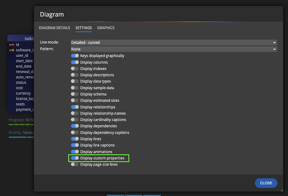 Custom values kept inside the model instead of scattered notes