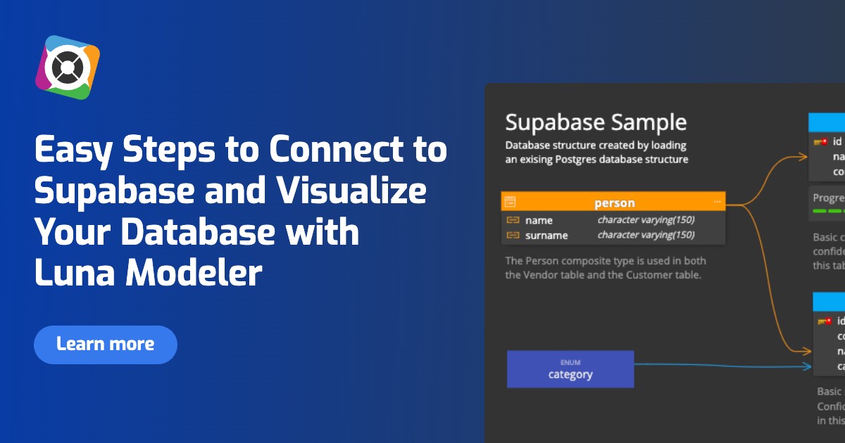 Learn how to seamlessly connect to Supabase and visualize your database using Luna Modeler. Simplify your data workflow with our easy guide!