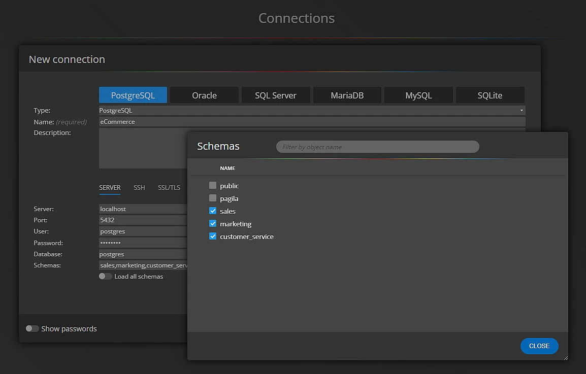 Database modeling tool Luna Modeler with ER diagram generation from connected databases